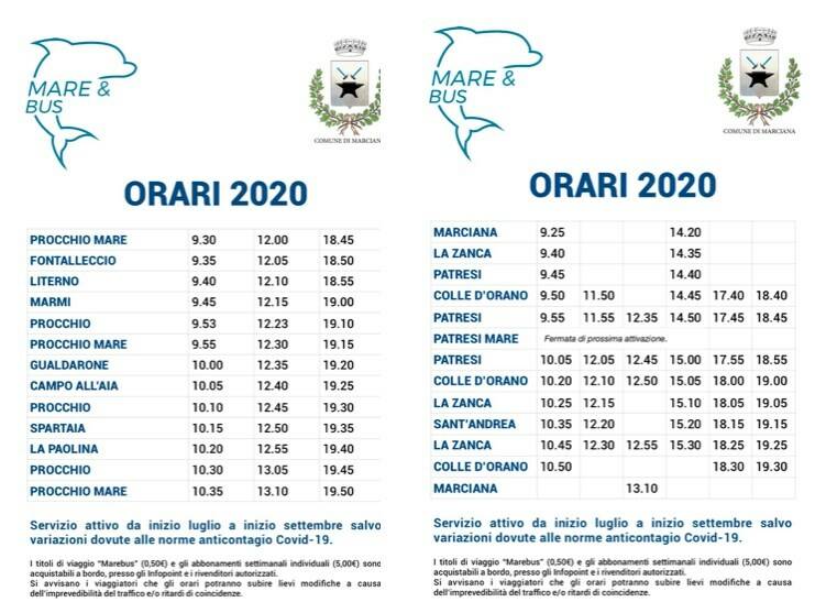 Servizio Marebus per le spiagge del comune di Marciana