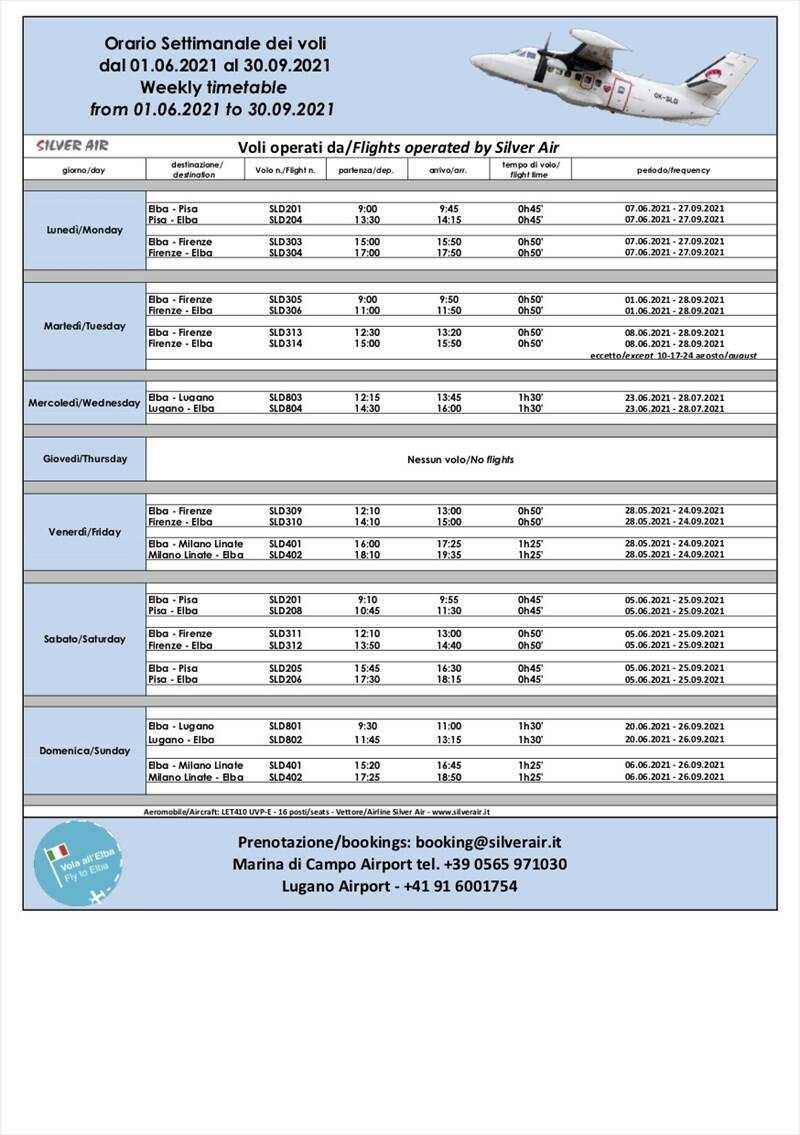 Al via la stagione estiva di Silver Air con i voli in continuità territoriale