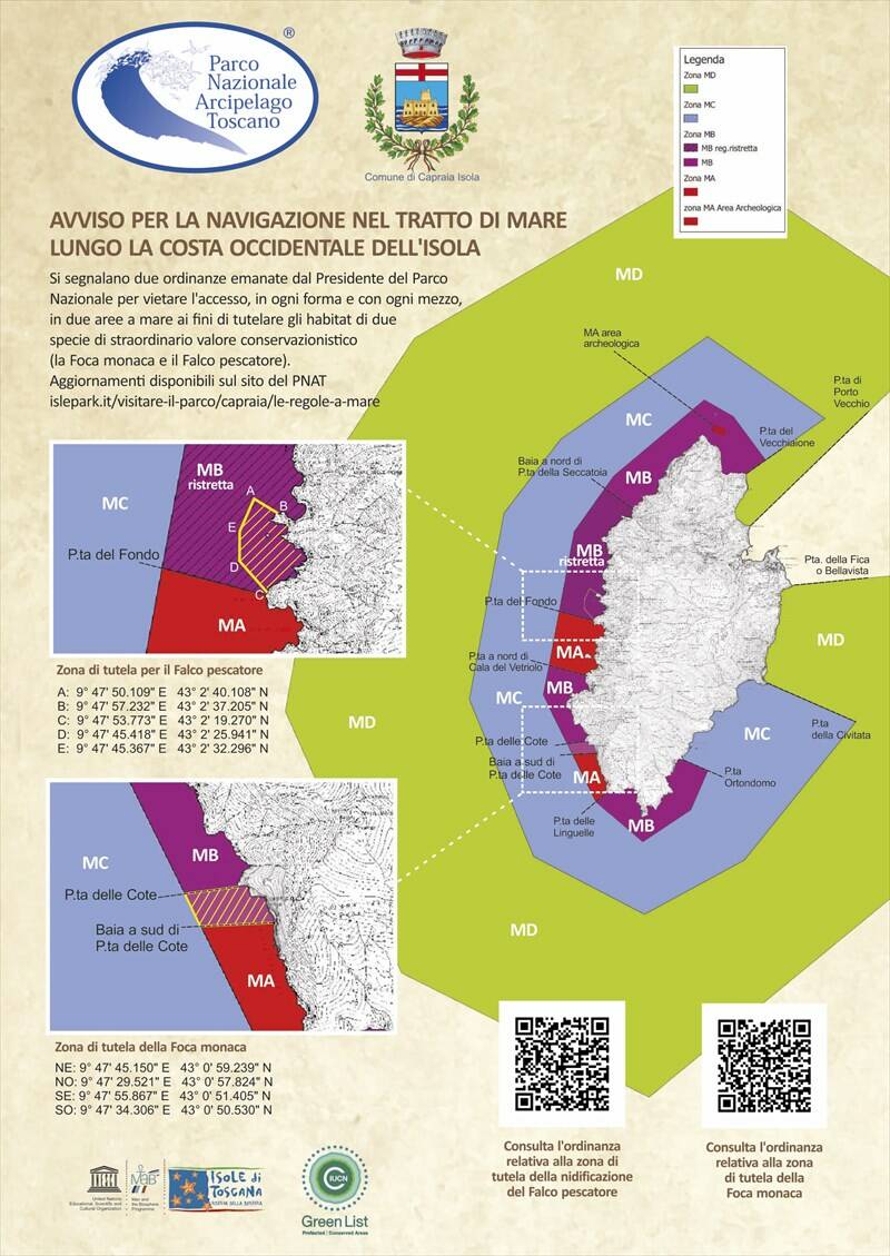 Prorogate al 30 giugno le misure per la tutela della nidificazione del falco pescatore all'Isola di Capraia