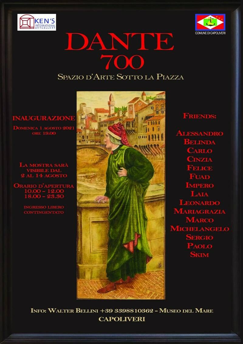 “Dante 700 Pensieri d’Arte Contemporanea”, al via il primo agosto a Capoliveri la collettiva a cura di Walter Bellini