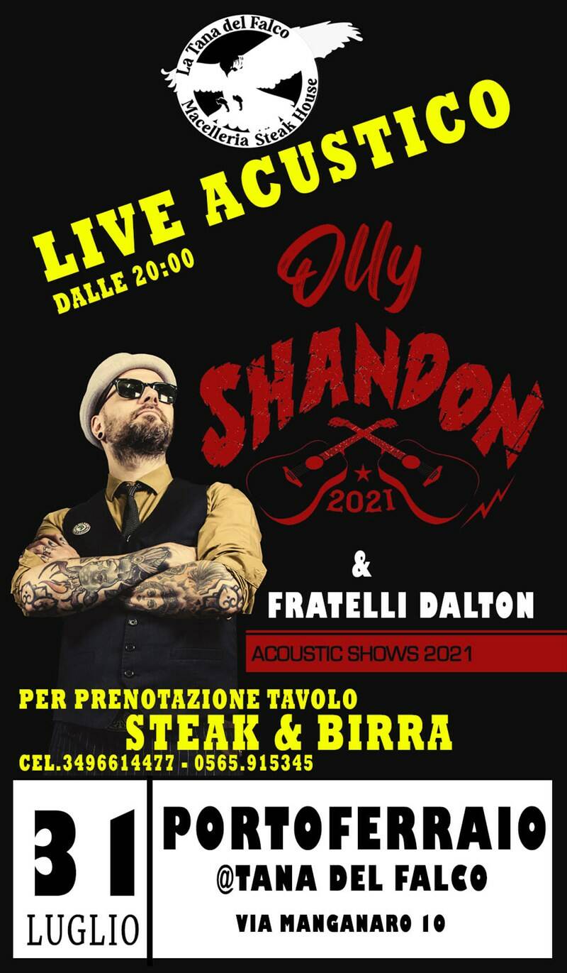 Spettacolo live acustico questa sera alla Macelleria e SteakHouse "La Tana del Falco"